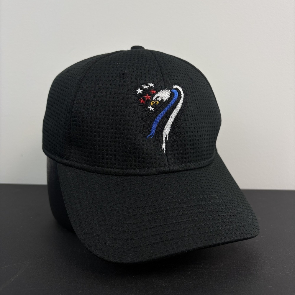 Thin Blue Line Police Eagle Hat Black Performance Flexfit Strapback Adjustable